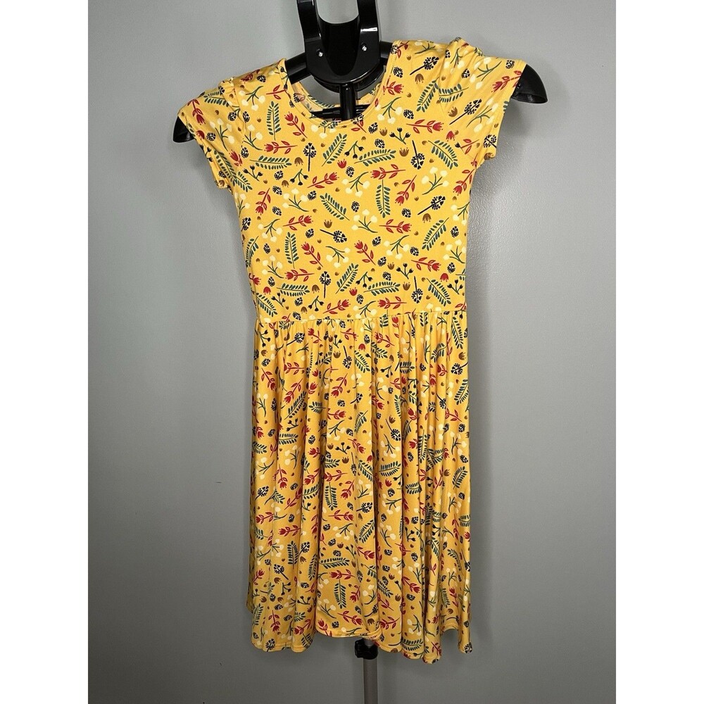 Dot Dot Smile Girls 8 10 Yellow Floral Blue Red Branches Fall Autumn Dress